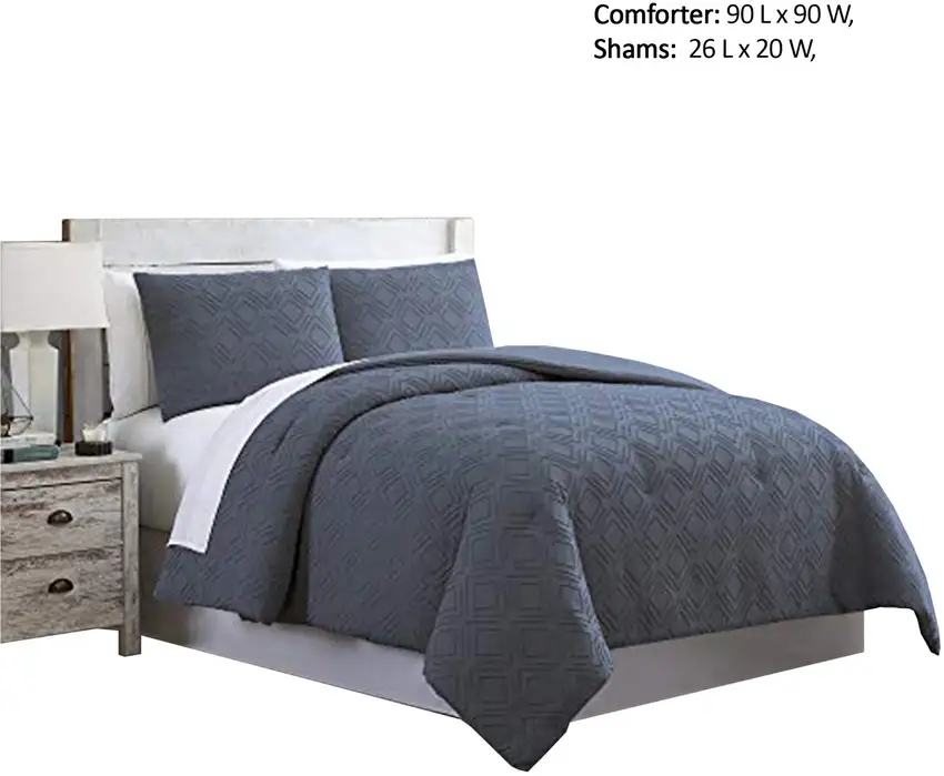 Gothenburg 3 Piece Diamond Pattern Queen Size Comforter Set The Urban Port,Navy Photo 2
