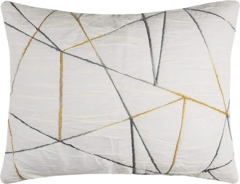 Gray And Ivory Abstract King Quilt Photo 2