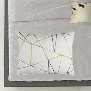 Photo of Gray And Ivory Abstract King Quilt