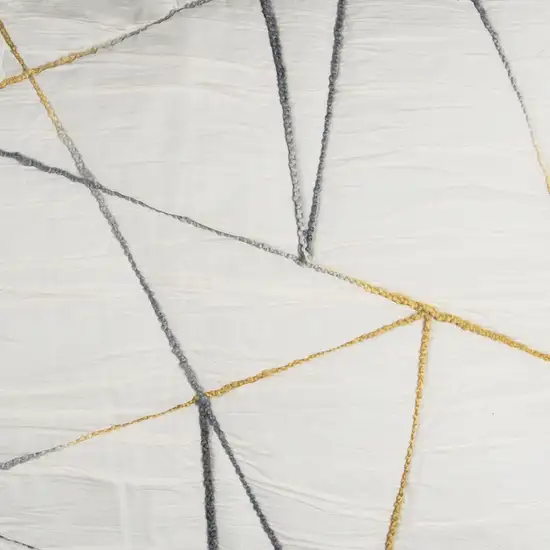 Gray And Ivory Abstract King Quilt Photo 3