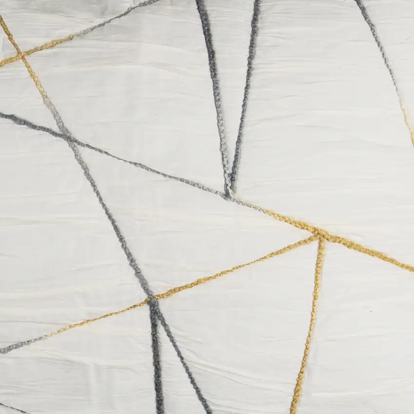 Gray And Ivory Abstract King Quilt Photo 3