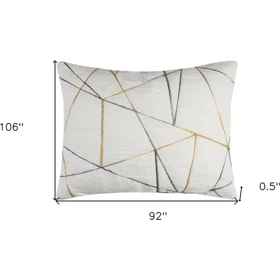 Gray And Ivory Abstract King Quilt Photo 9