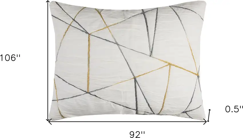 Gray And Ivory Abstract King Quilt Photo 9