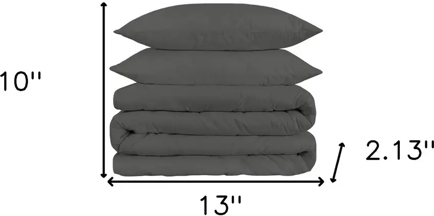 Gray  Cotton Blend 300 Thread Count Washable Duvet Cover Set Photo 4