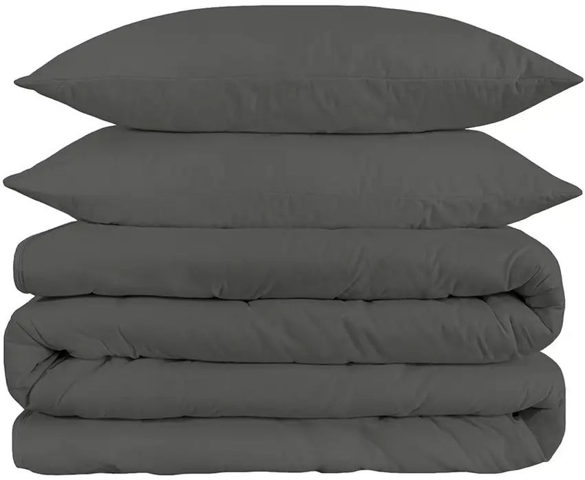 Gray  Cotton Blend 300 Thread Count Washable Duvet Cover Set Photo 1