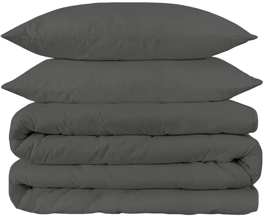 Gray  Cotton Blend 300 Thread Count Washable Duvet Cover Set Photo 2