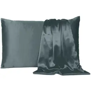 Photo of Gray Dreamy Set Of 2 Silky Satin King Pillowcases