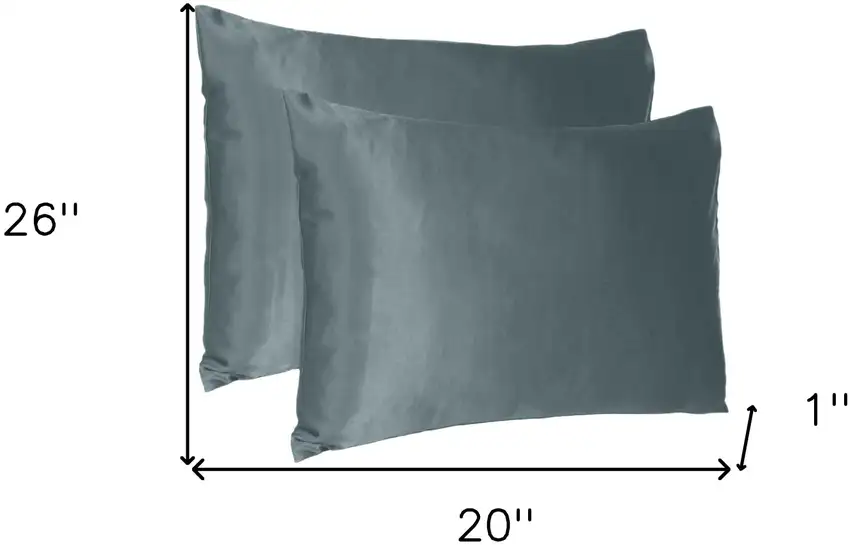 Gray Dreamy Set Of 2 Silky Satin Standard Pillowcases Photo 8