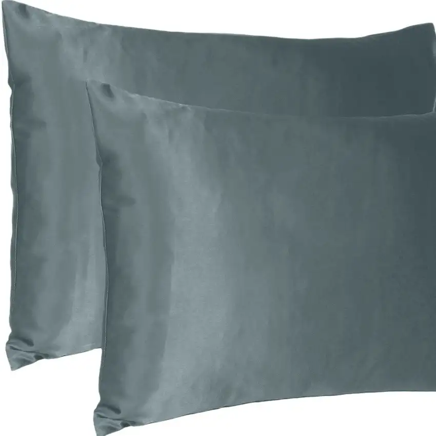 Gray Dreamy Set Of 2 Silky Satin Standard Pillowcases Photo 7