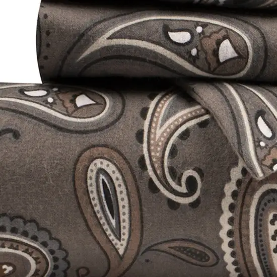 Gray Ivory And Brown King Cotton Washable Duvet Cover Set With Two Shams Photo 4