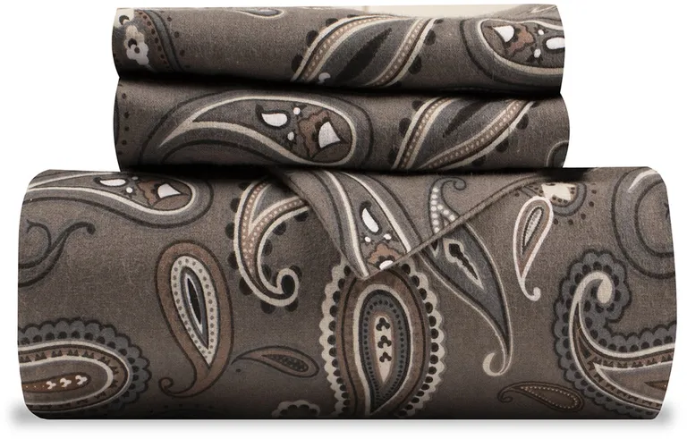 Gray Ivory And Brown King Cotton Washable Duvet Cover Set With Two Shams Photo 2