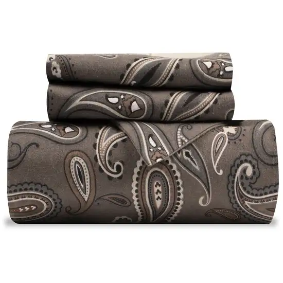 Gray Ivory And Brown King Cotton Washable Duvet Cover Set With Two Shams Photo 2