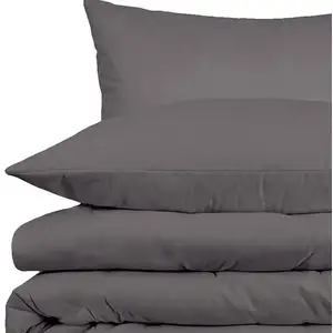 Photo of Gray King Cotton Blend Washable Duvet Cover Set With Two Shams
