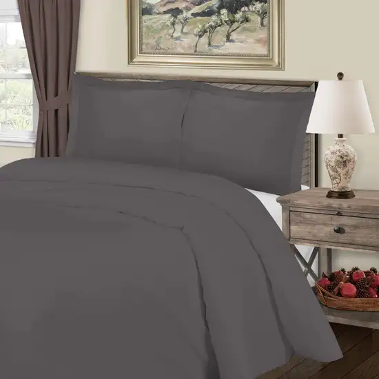 Gray King Cotton Blend Washable Duvet Cover Set Photo 4