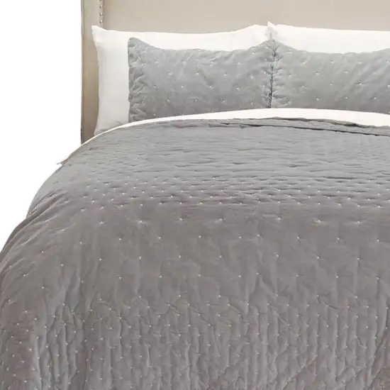 Gray King 100% Cotton 300 Thread Count Dry Clean Only Down Alternative Comforter Photo 4