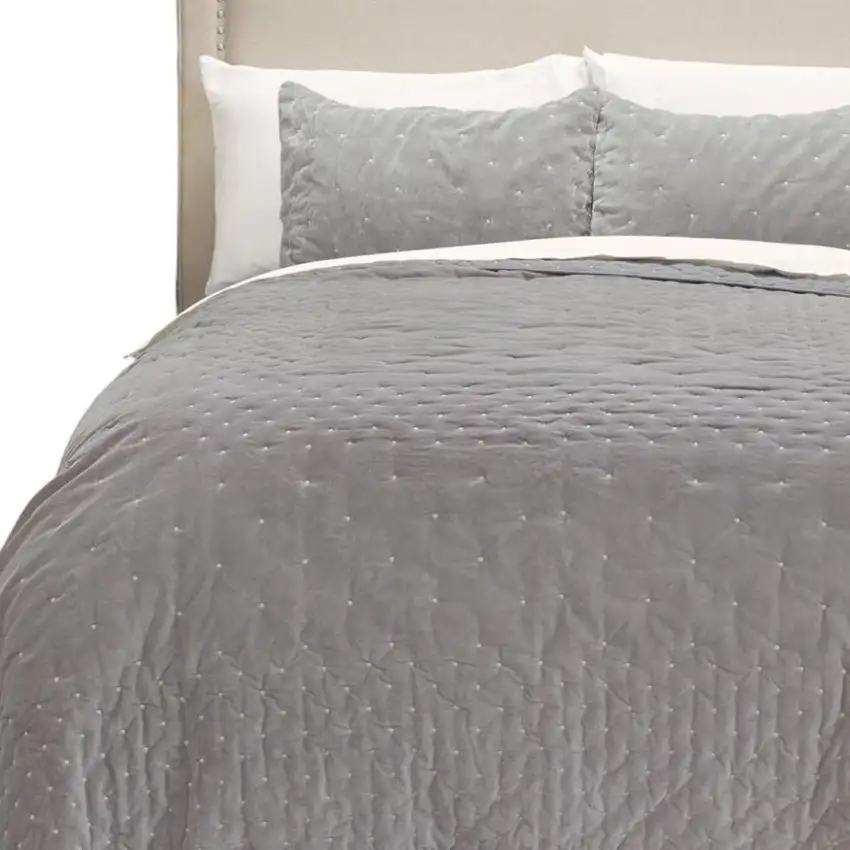 Gray King 100% Cotton 300 Thread Count Dry Clean Only Down Alternative Comforter Photo 4