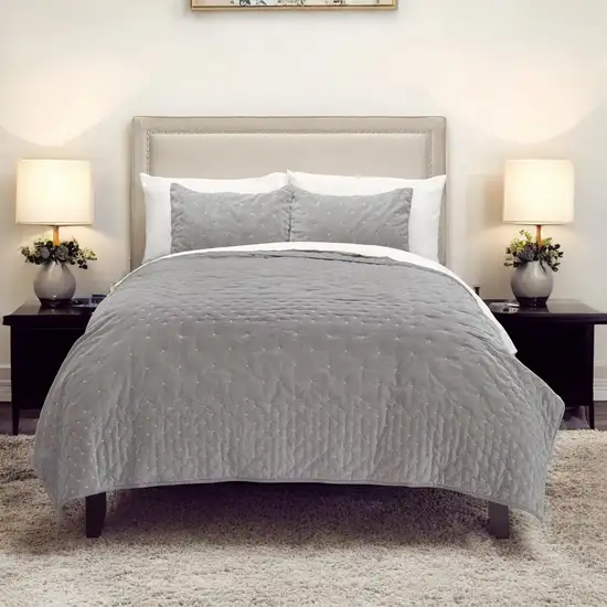 Gray King 100% Cotton 300 Thread Count Dry Clean Only Down Alternative Comforter Photo 2