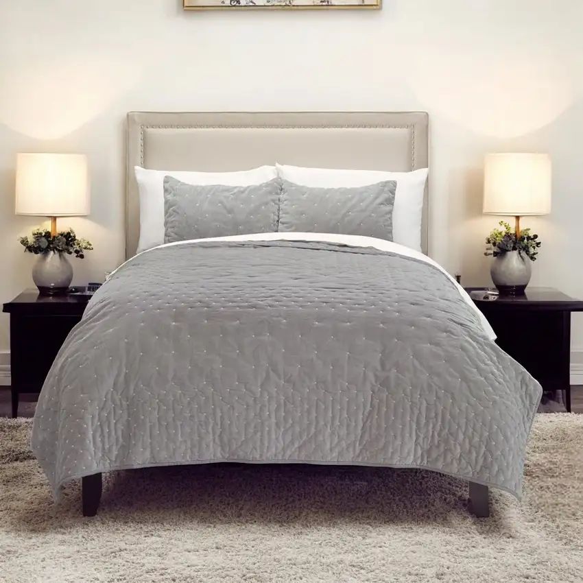 Gray King 100% Cotton 300 Thread Count Dry Clean Only Down Alternative Comforter Photo 2