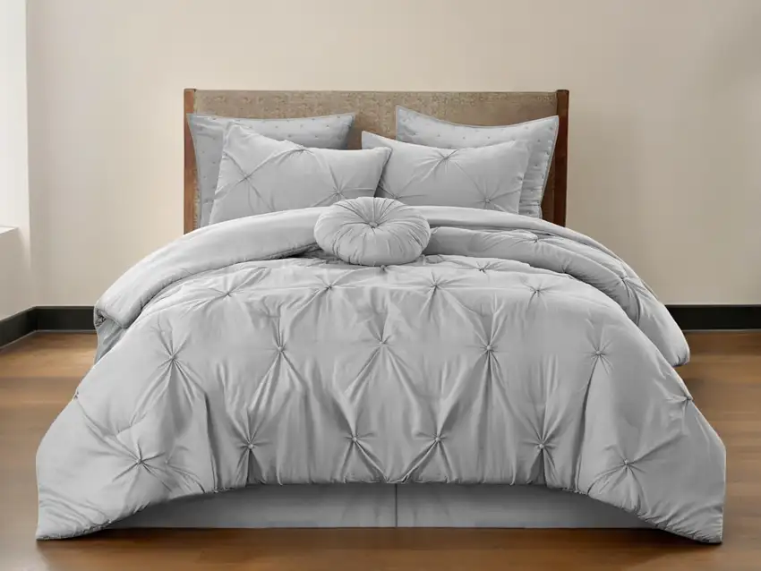 Gray King Polyester 140 Thread Count Washable Down Comforter Set Photo 1