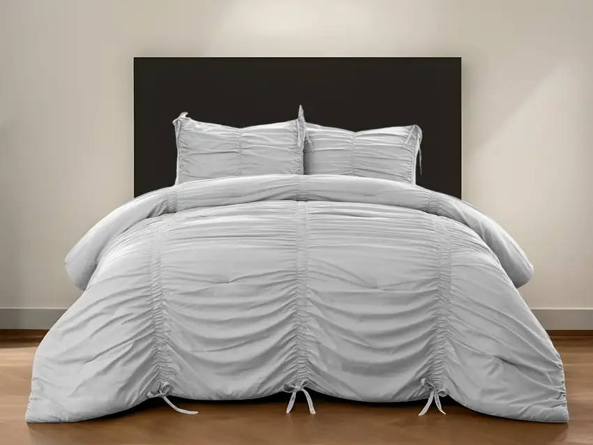 Gray King Polyester 180 Thread Count Washable Down Comforter Set Photo 1