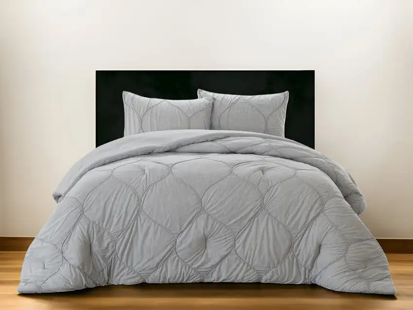 Gray King Polyester 180 Thread Count Washable Down Comforter Set Photo 1