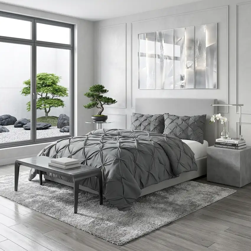 Gray King Microfiber Washable Microfiber Down Alternative Comforter Photo 1