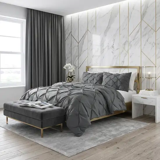 Gray Twin Microfiber Washable Microfiber Down Alternative Comforter Photo 1