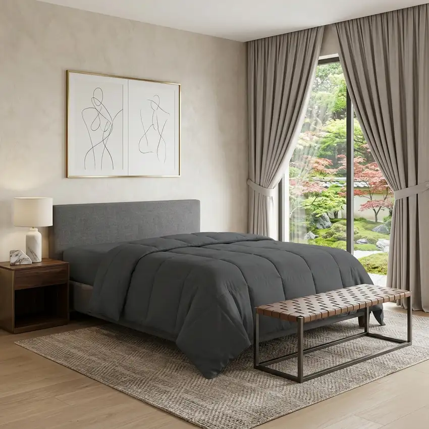 Gray King Microfiber Washable Microfiber Down Alternative Comforter Photo 1