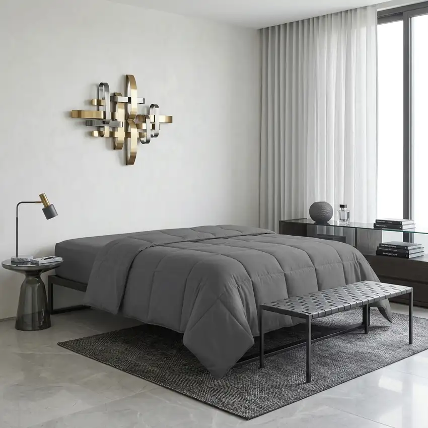 Gray Queen Microfiber Washable Microfiber Down Alternative Comforter Photo 1