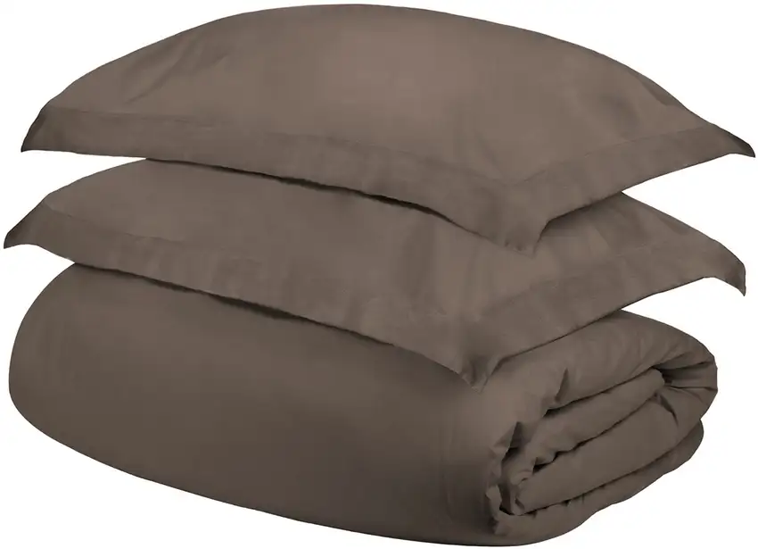 Gray Queen Cotton Blend 400 Thread Count Washable Duvet Cover Set Photo 1