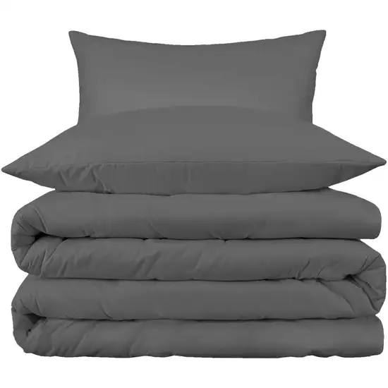 Gray Queen Cotton Blend Washable Duvet Cover Set Photo 2