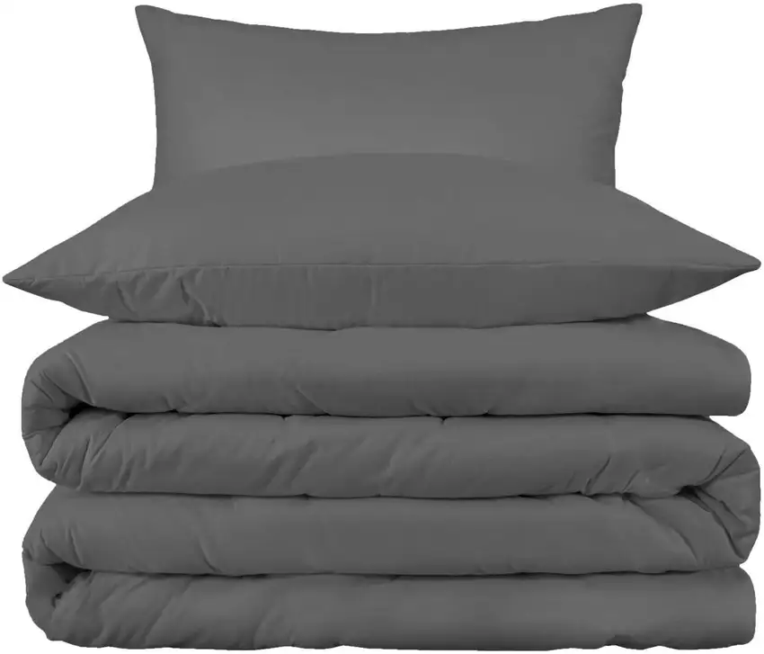 Gray Queen Cotton Blend Washable Duvet Cover Set Photo 2