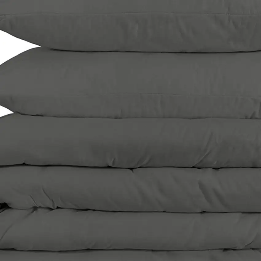 Gray Queen Cotton Washable Duvet Cover Set With Two Shams Photo 3