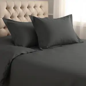 Photo of Gray Queen Cotton Washable Duvet Cover Set With Two Shams