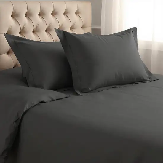 Gray Queen Cotton Washable Duvet Cover Set With Two Shams Photo 1