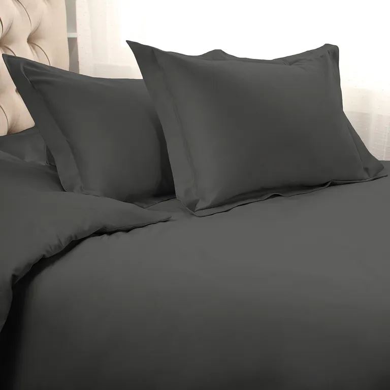 Gray Queen Cotton Washable Duvet Cover Set With Two Shams Photo 5