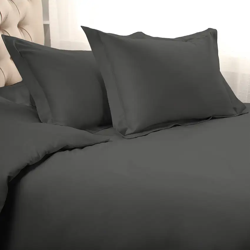 Gray Queen Cotton Washable Duvet Cover Set With Two Shams Photo 5