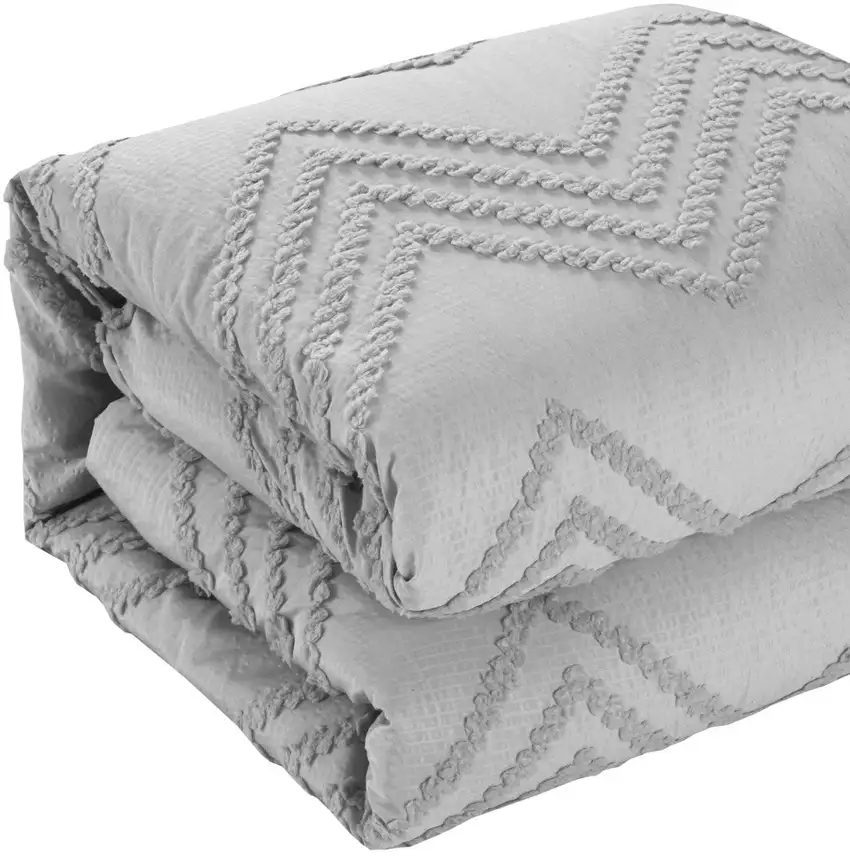 Gray Queen Polyester 180 Thread Count Washable Duvet Cover Set Photo 7