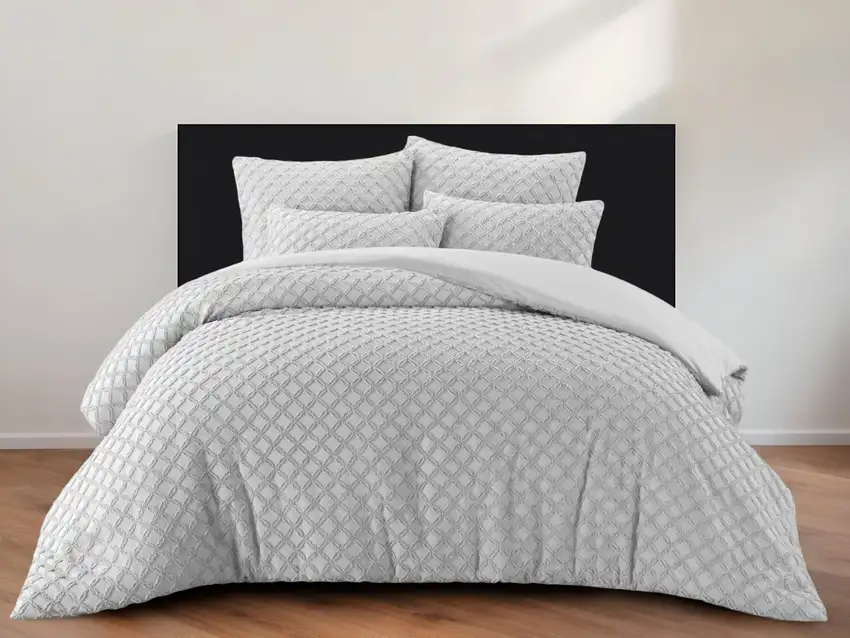 Gray Queen Polyester 140 Thread Count Washable Duvet Cover Set Photo 1