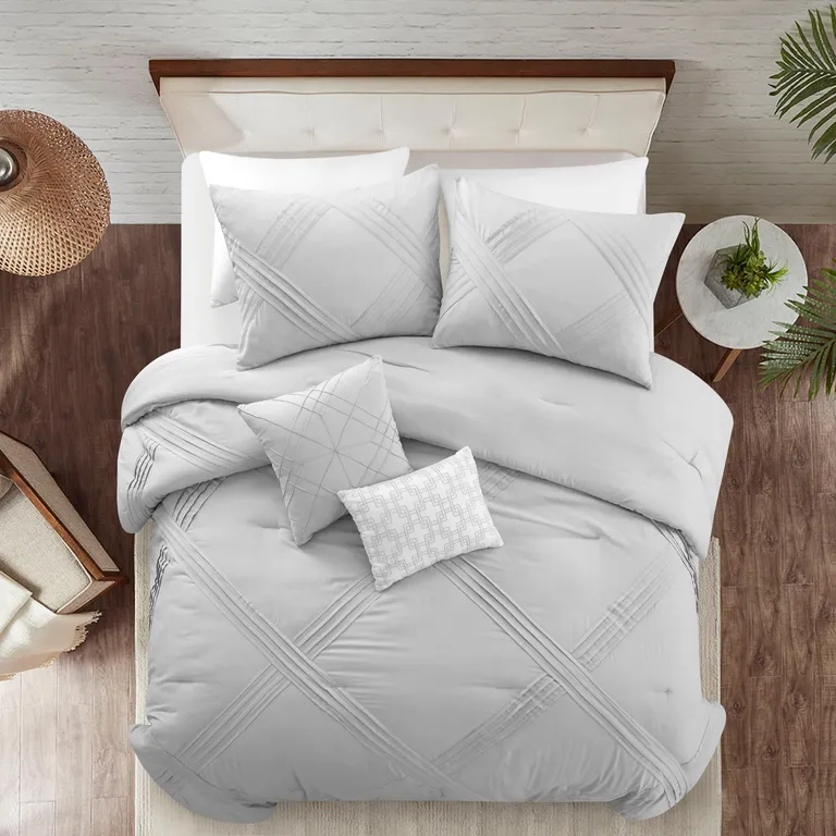 Gray Queen Polyester 140 Thread Count Washable Down Comforter Set Photo 5