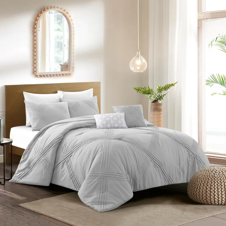 Gray Queen Polyester 140 Thread Count Washable Down Comforter Set Photo 4