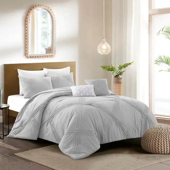 Gray Queen Polyester 140 Thread Count Washable Down Comforter Set Photo 4