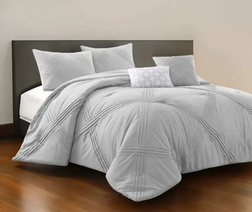 Gray Queen Polyester 140 Thread Count Washable Down Comforter Set Photo 1