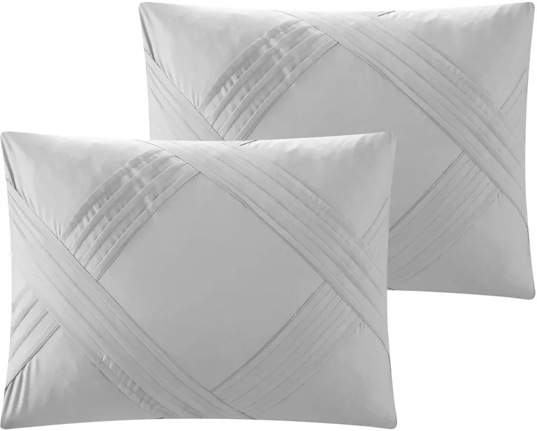 Gray Queen Polyester 140 Thread Count Washable Down Comforter Set Photo 3