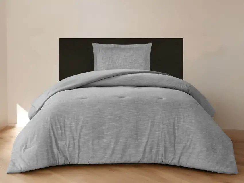 Gray Twin 100% Cotton 140 Thread Count Washable Down Comforter Set Photo 2