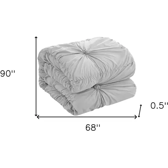 Gray Twin Polyester 180 Thread Count Washable Down Comforter Set Photo 8