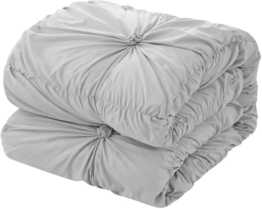 Gray Twin Polyester 180 Thread Count Washable Down Comforter Set Photo 6