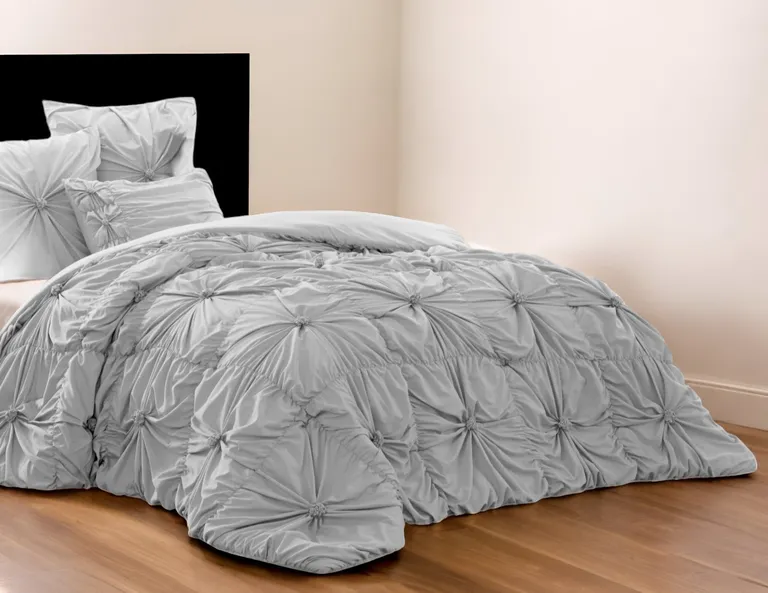 Gray Twin PolYester 180 Thread Count Washable Down Comforter Set Photo 5
