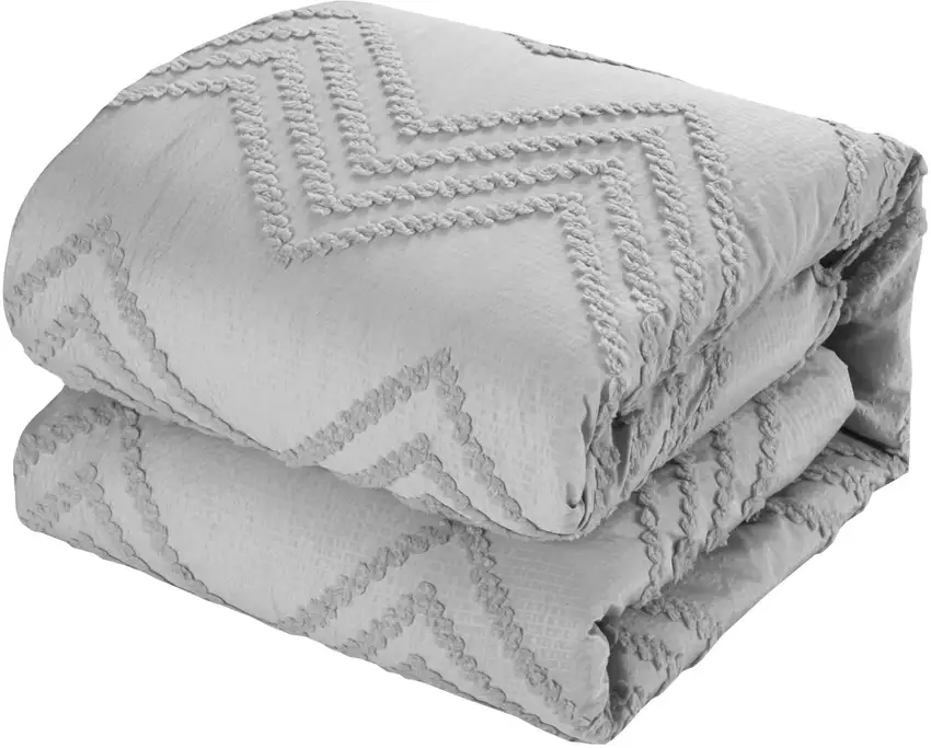 Gray Twin Polyester 180 Thread Count Washable Duvet Cover Set Photo 7