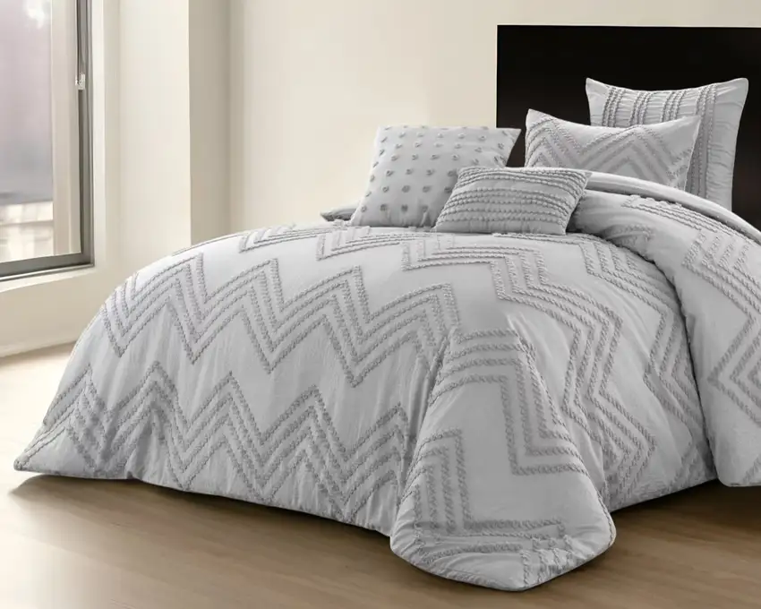 Gray Twin Polyester 180 Thread Count Washable Duvet Cover Set Photo 1